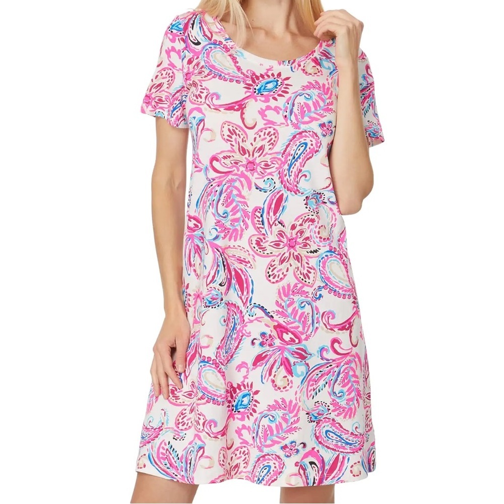 LILLY PULITZER CODY SHORT SLEEVE DRESS XXL COCONUT - FLITTING ABOUT Excellent - Picture 6 of 10